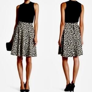 AMANDA + CHELSEA Circle Skirt Women size 12 Leopard Cheetah Print‎ Large NWOT